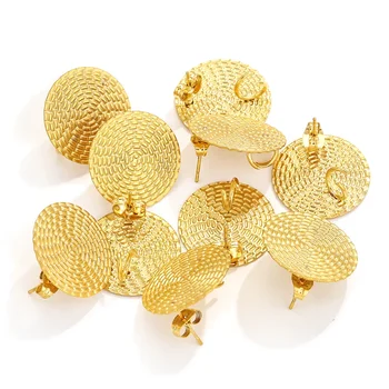 10pcs 스테인레스 스틸 보헤미안 컴파일 된 라운드 귀걸이 스터드 패션 귀걸이 기본 커넥터 DIY 귀걸이 바늘 포스트 Stoppe