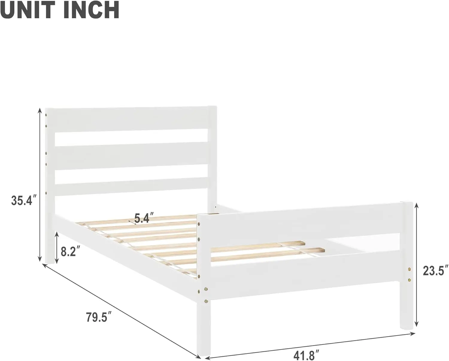 Bed Frames for Kids, Wooden Twin Platform Bed for Boys, Girls, Teens, Kids Twin Bed, White Twin Bed Frame, White