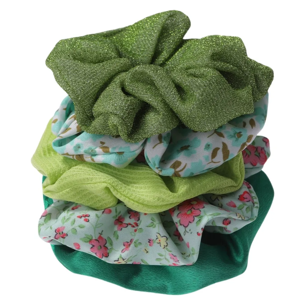 5pcs/lot Scrunchies Hair Elastic Scrunchy Ties Ropes for Ponytail Holders Floral No crease Pink Leopard Cute Purple