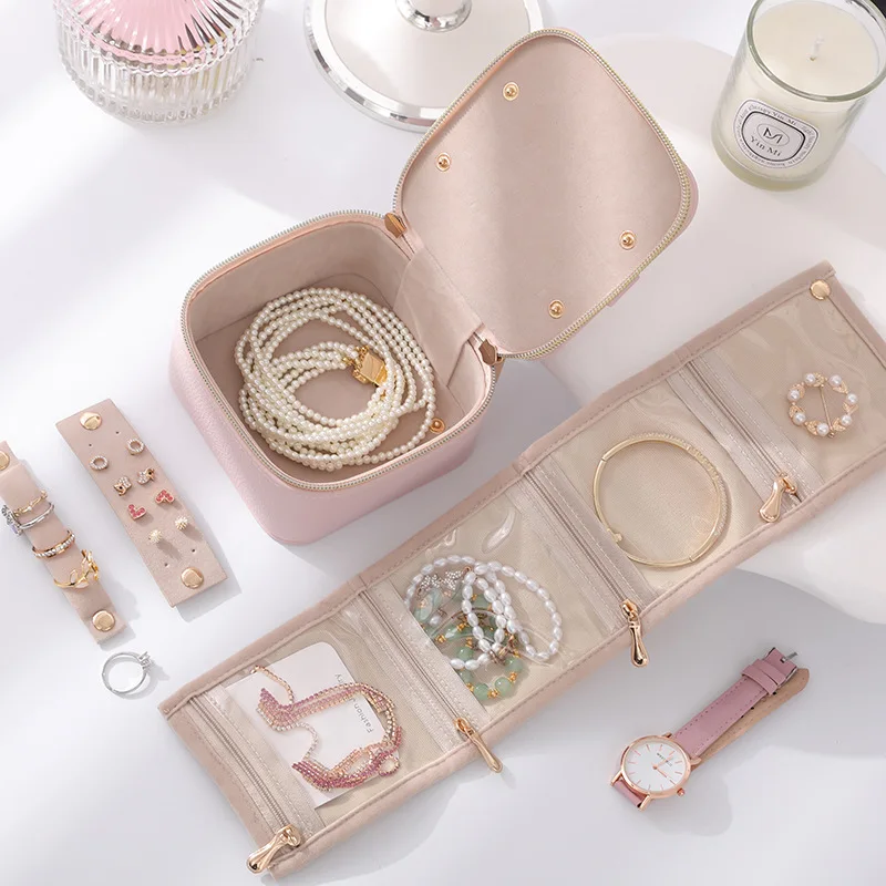 

Multi Colored Hand-held Jewlery Box Necklace Set Storage Bag Earring Ring Bracelet Earring Jewelry Boxes Organizer