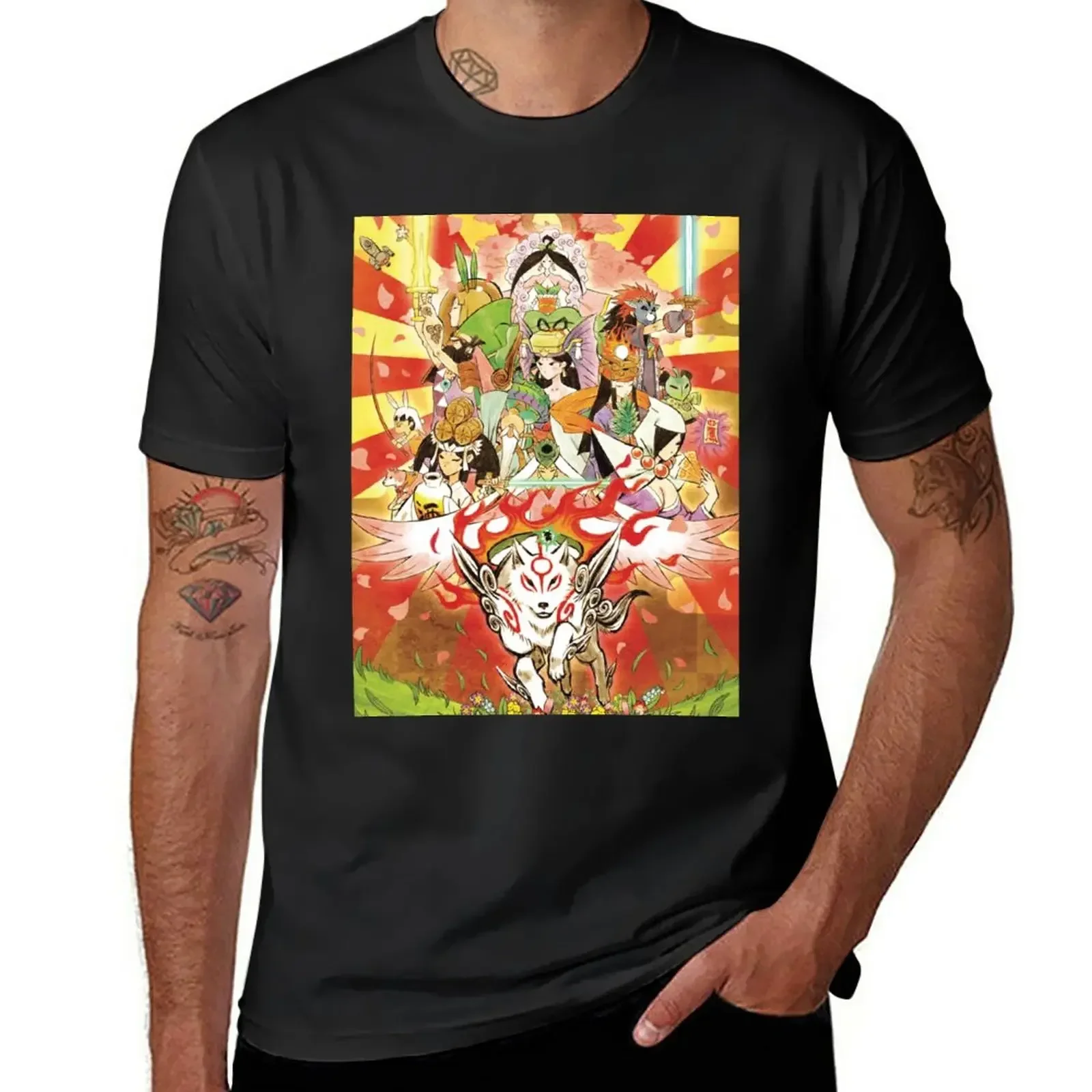 New Okami HD cover T-Shirt graphic vintage t shirt boys white t shirts Men's new in tops & tees vintage Informal Outfits