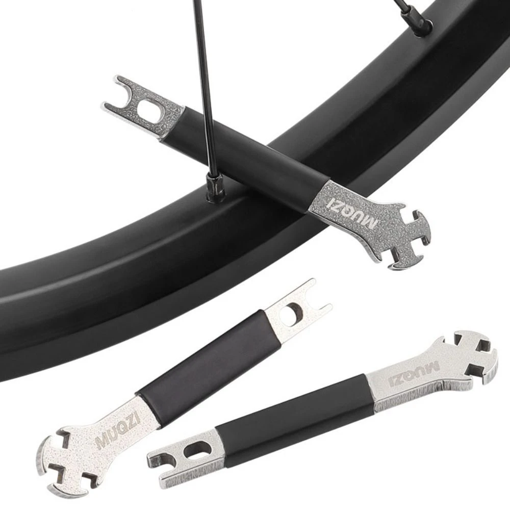 

Stainless Steel Bike Spoke Wrench Portable Multifunctional Wheel Spoke Wrench Tool Adjustment Correction with Silicone Sleeve