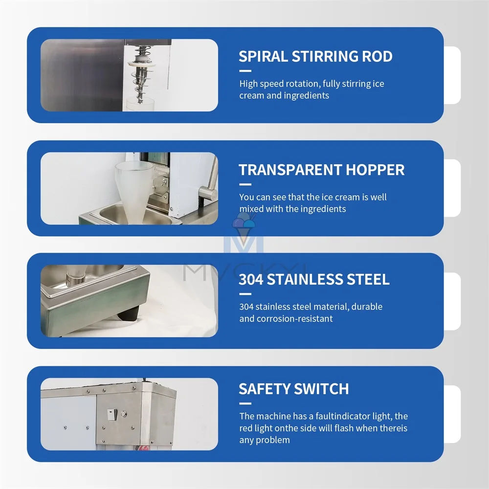Mvckyi-Mélangeur de crème glacée en acier inoxydable, machine à crème glacée signée au yaourt glacé, Assad, machine à tempête de neige, équipement de magasin de crème glacée, entreprise