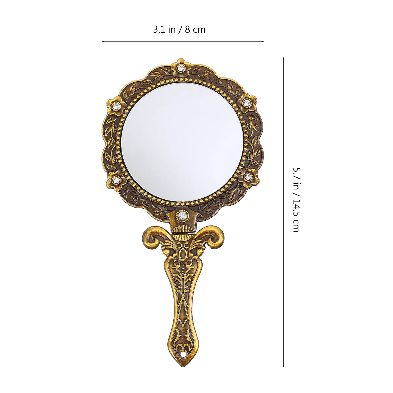 Handheld Mirror Hand-held Makeup Women's Wallets Mini Vintage Vanity Folding Rhinestones Woman