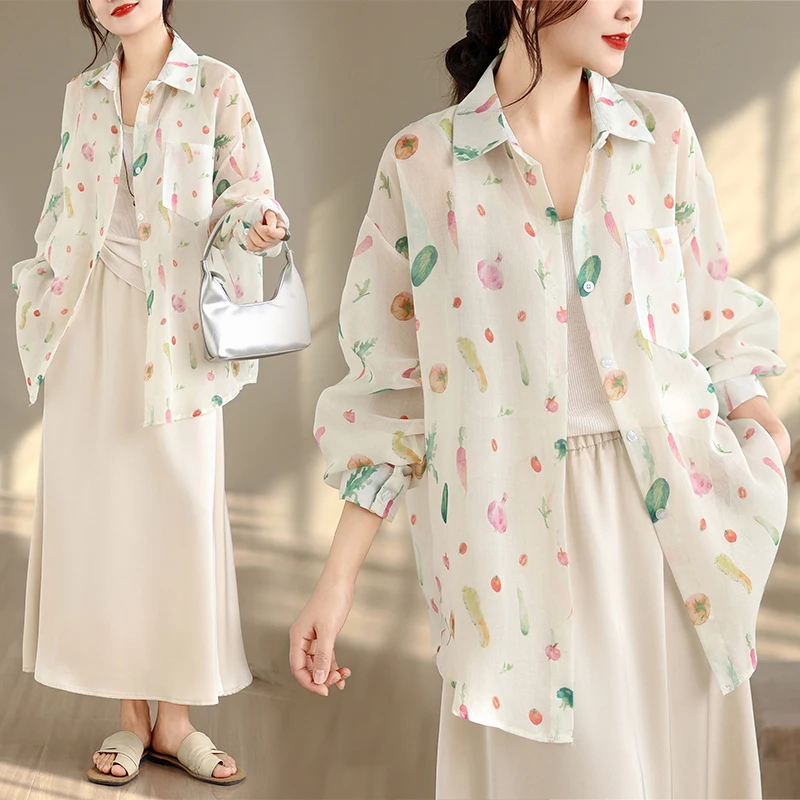 

Spring Autumn 2026 New Large Size High End Women's Brand Loose Long Sleeve Shirt Single Button Top Coat Casual Commute Style