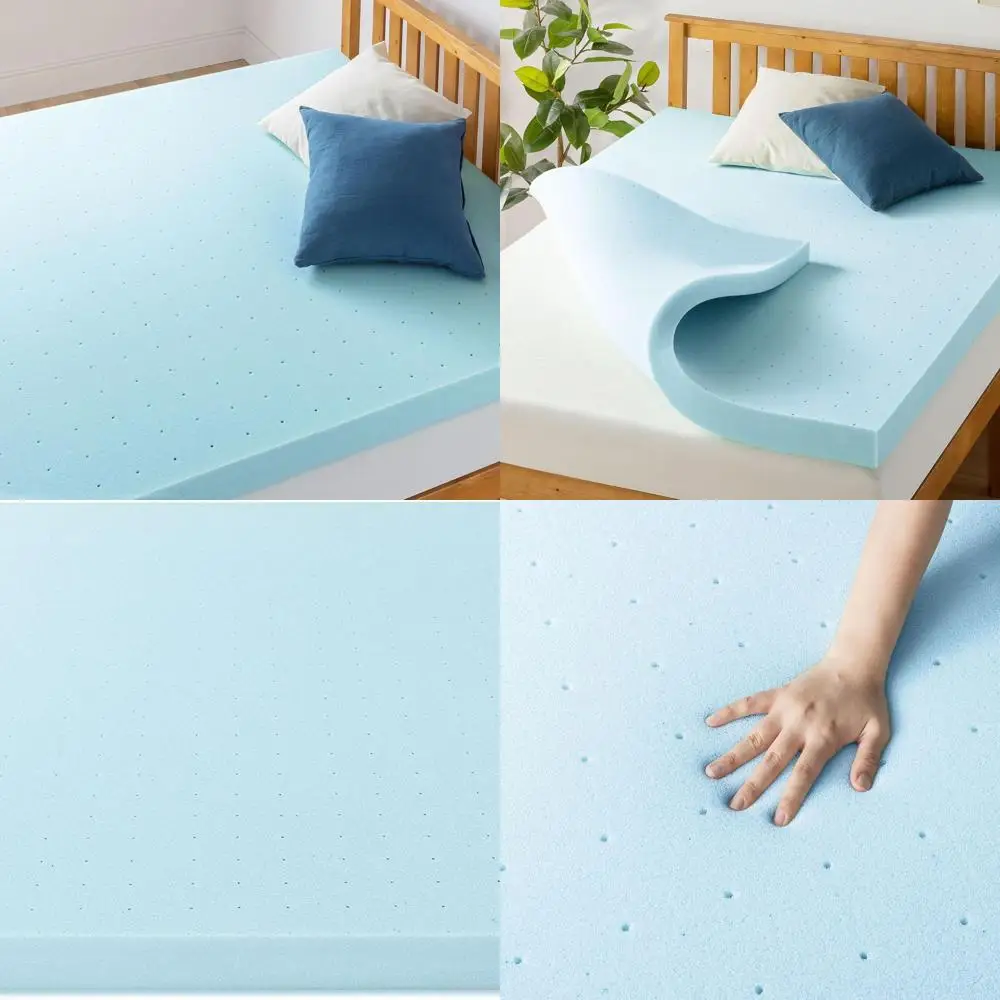 

4 Twin XL Gel-Infused Ventilated Memory Foam Mattress Topper, CertiPUR-US Certified, Dorm-Friendly