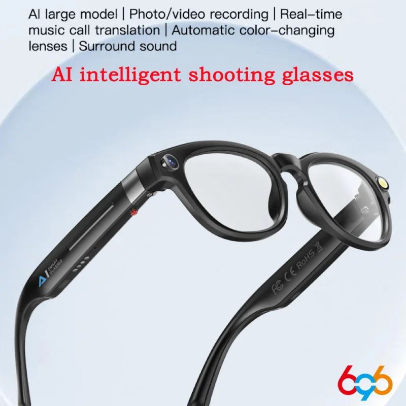 

2025 AI Shooting Smart Glasses Blue Tooth Call Automatic Color Changing Lenses Real Time Translation 4K Camera 8 Million Pixels
