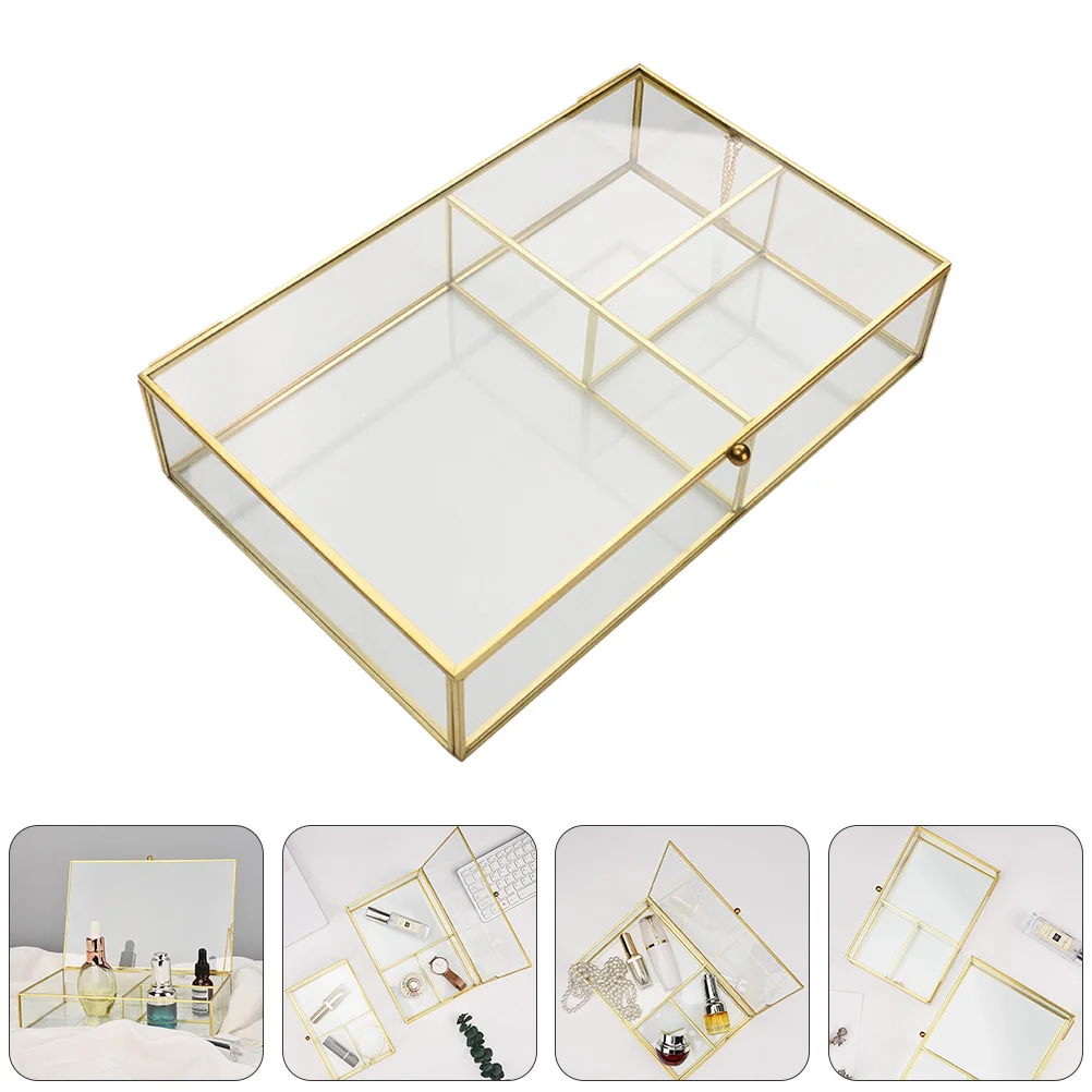 Jewellery Storage Gold Makeup Organiser Desktop Box Jewelry Boxes Container Glass Man Display Shelves