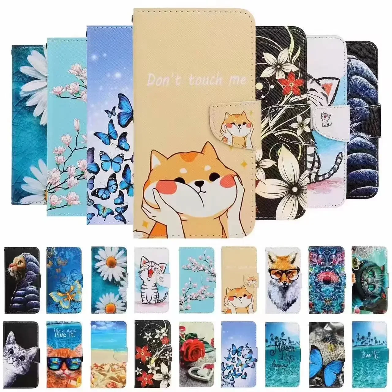1PA*Wallet Flip Leather Case Anti-fall Phone Case for Samsung Galaxy S22 S22PLUS S22ULTRA