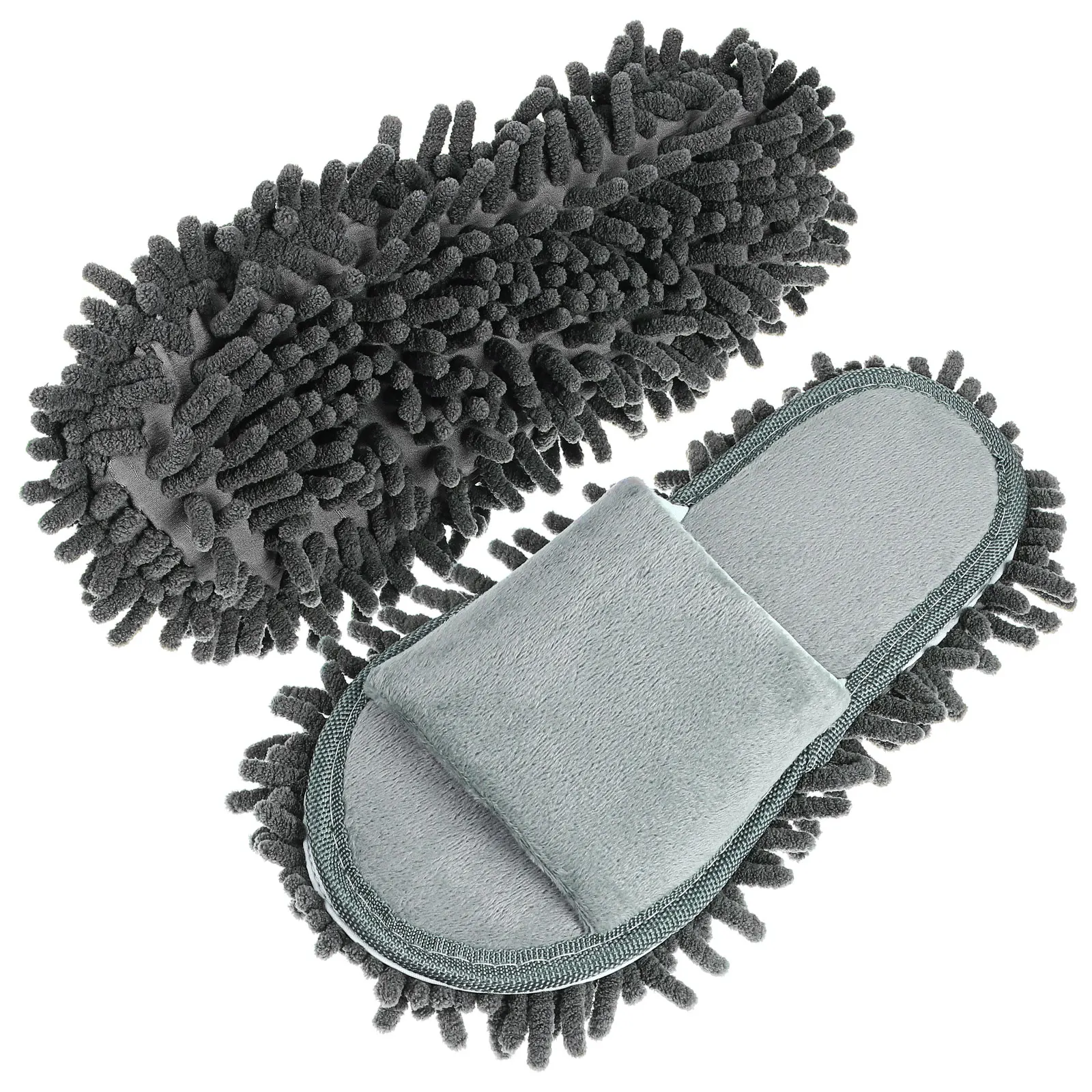 

Mop Unisex Large 43 44 Grey Washable Dusting Slippers Floor Cleaning Shoes Lazy Mop House Slippers Winter Soft Male Female