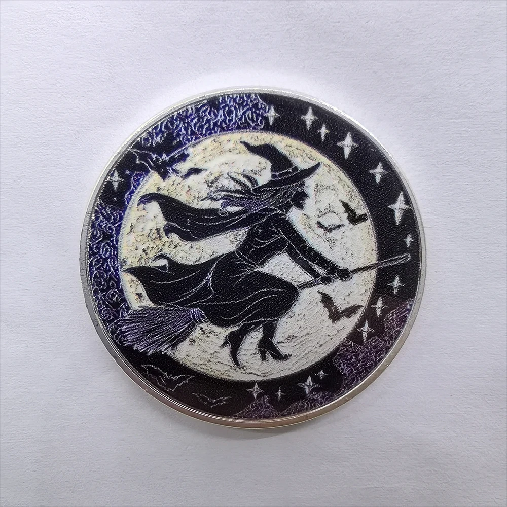 Halloween Collectible Coins Haunted House Pattern Silver Plated  Coin Ghost Pumpkin Gift for Home Decor Party Favor Collection