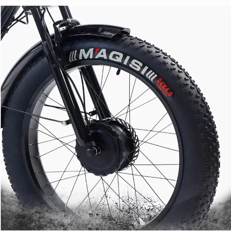 24 Inch Fat Bike Electic Bicycle 48V 750W Range of 65km 7-Speed Transmission Electric Tricycle for Removable Lithium Battery