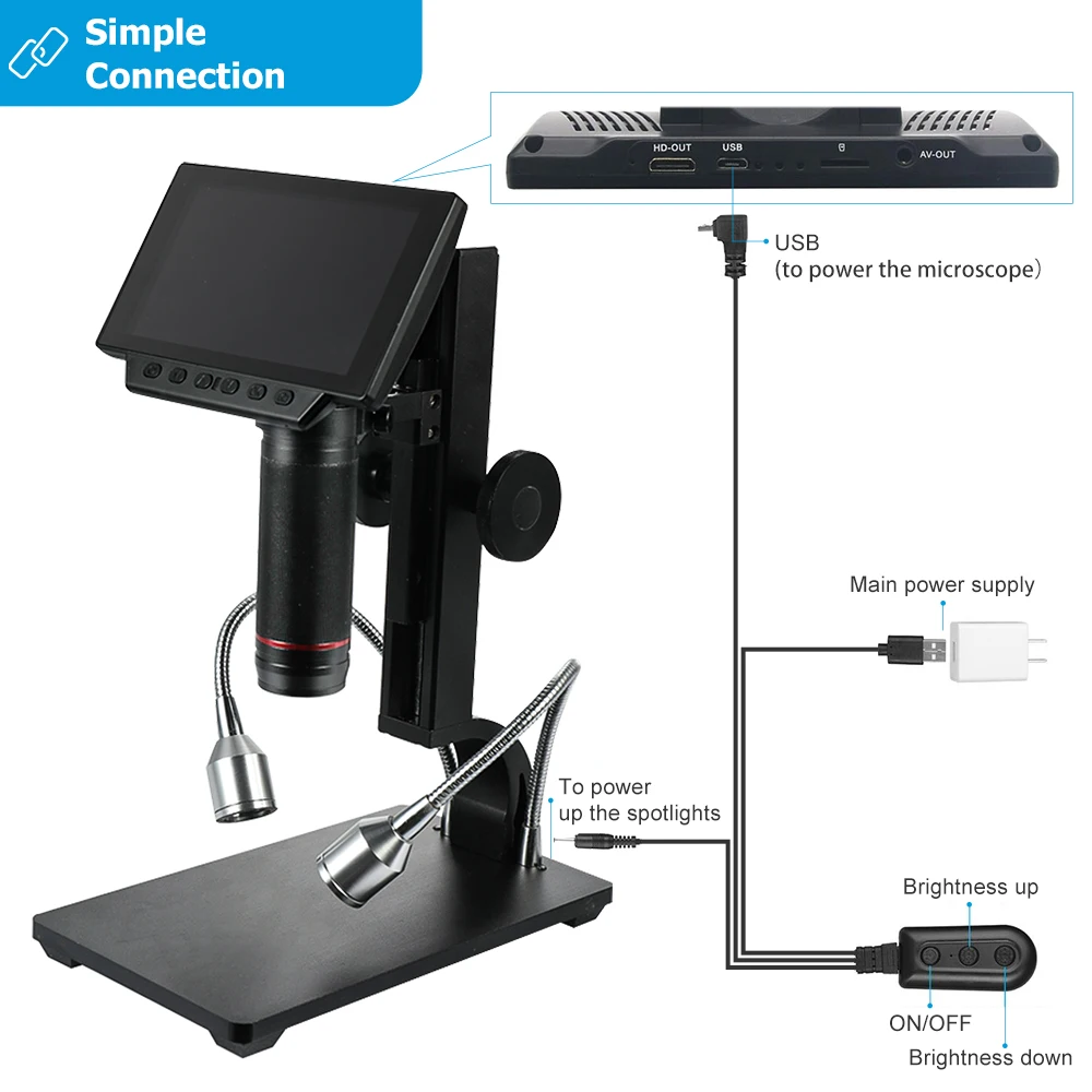 Andonstar HDMI/USB Digital Microscope ADSM302 560X Long Object Distance For Cell Phone Watch Repair PCB Soldering Tool BGA