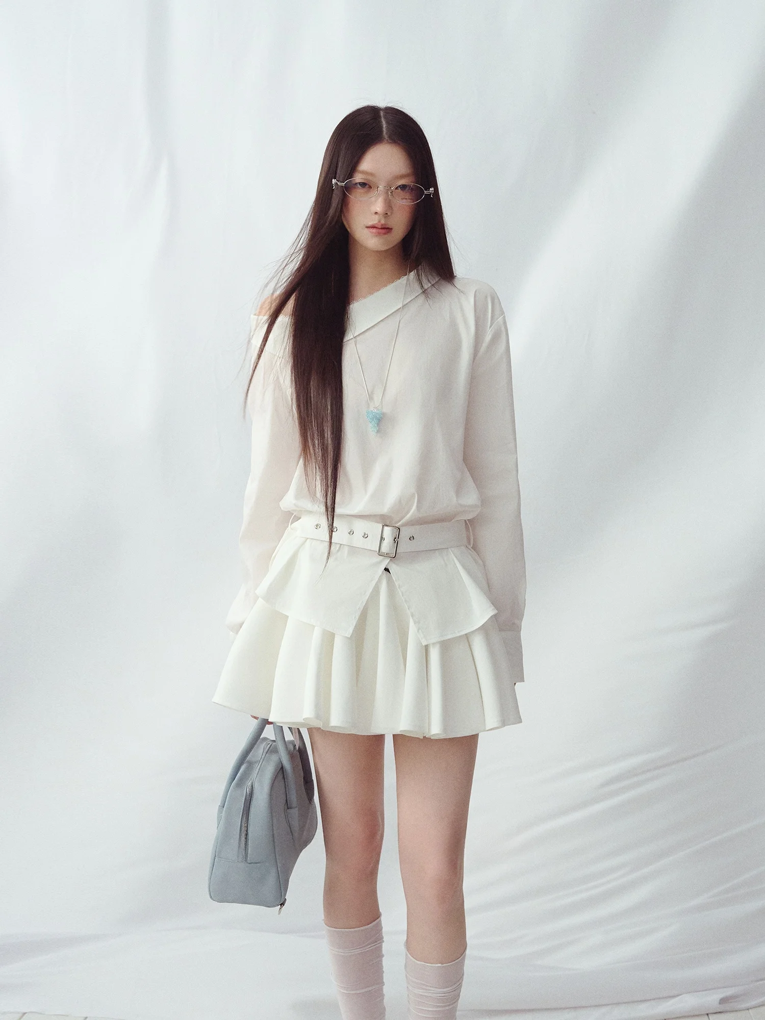 

Женская свободная длинная рубашка LaluneDuCiel Casual Sle белого цвета, на пуговицах, из смесового хлопка, удобная, дышащая