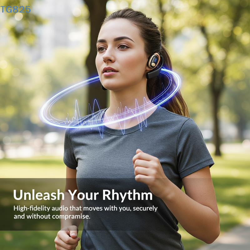 【AN】Open Ear Wireless Bluetooth Headphones Adjustable Earhook LED Power Display for Cycling Hiking Daily Use