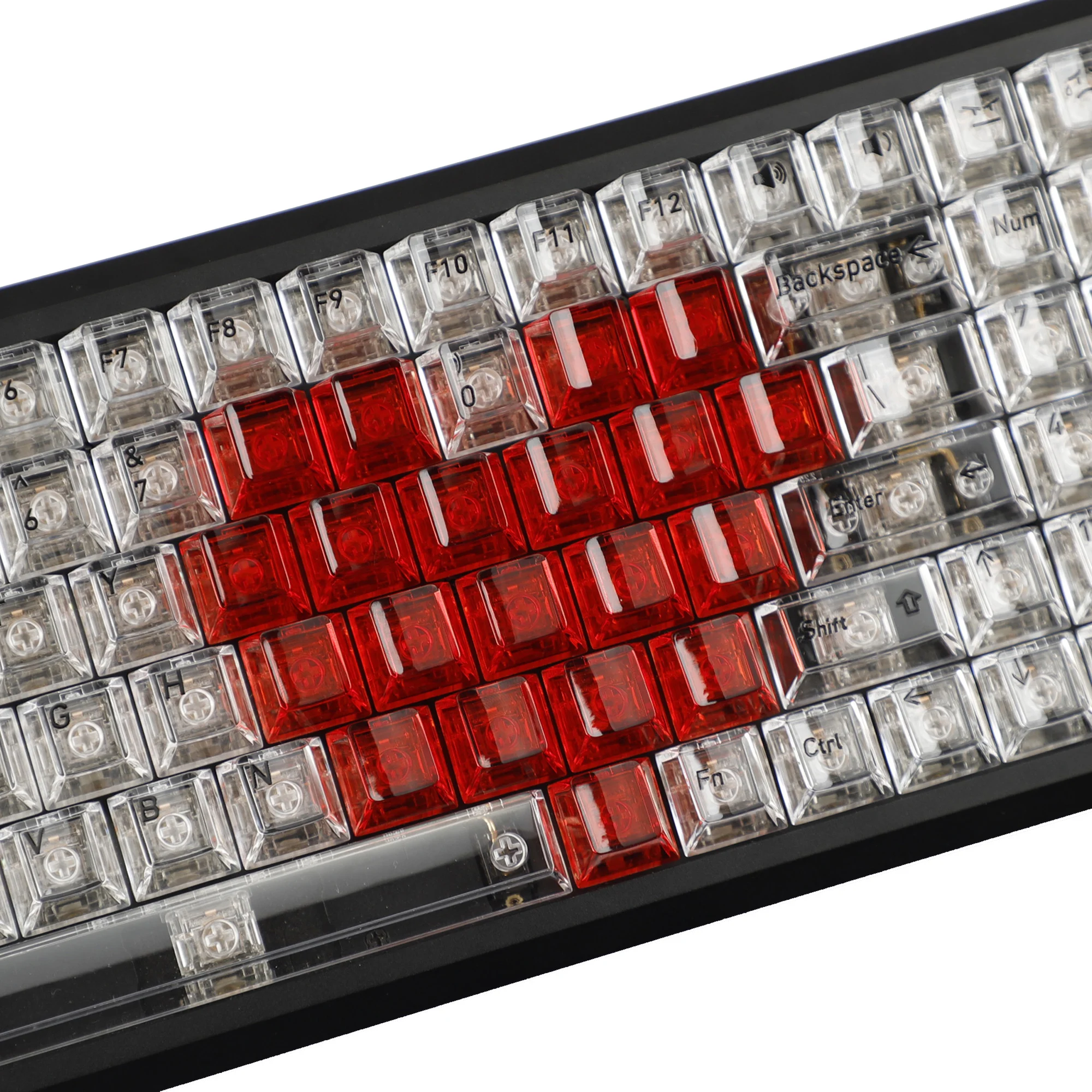 YMDK 21 Keys Heart PC Blank Transparent Cherry Profile Shine Through Black White Blue Orange Red Pink Keycaps for MX Keyboard