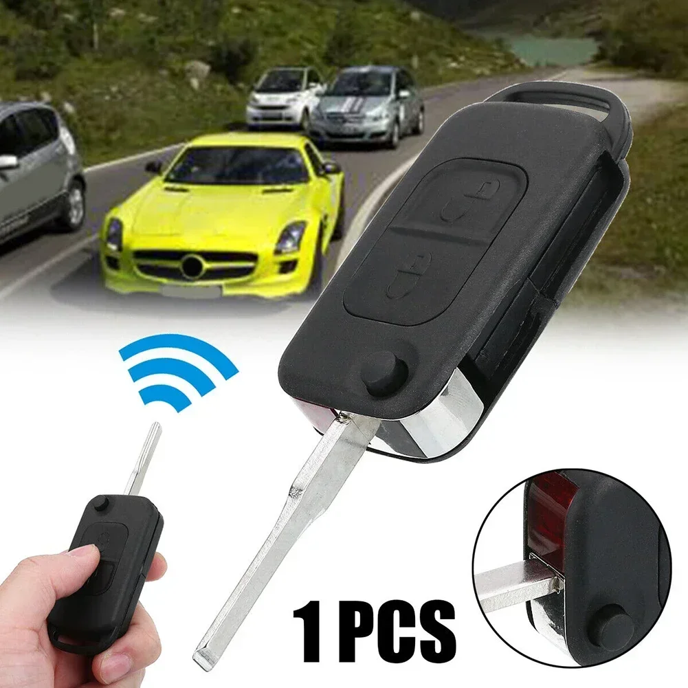 Durable Key Fob Key Case Shell Accessories Black Flip Folding Replacement Uncut Blade For Mercedes-Benz A C E W168