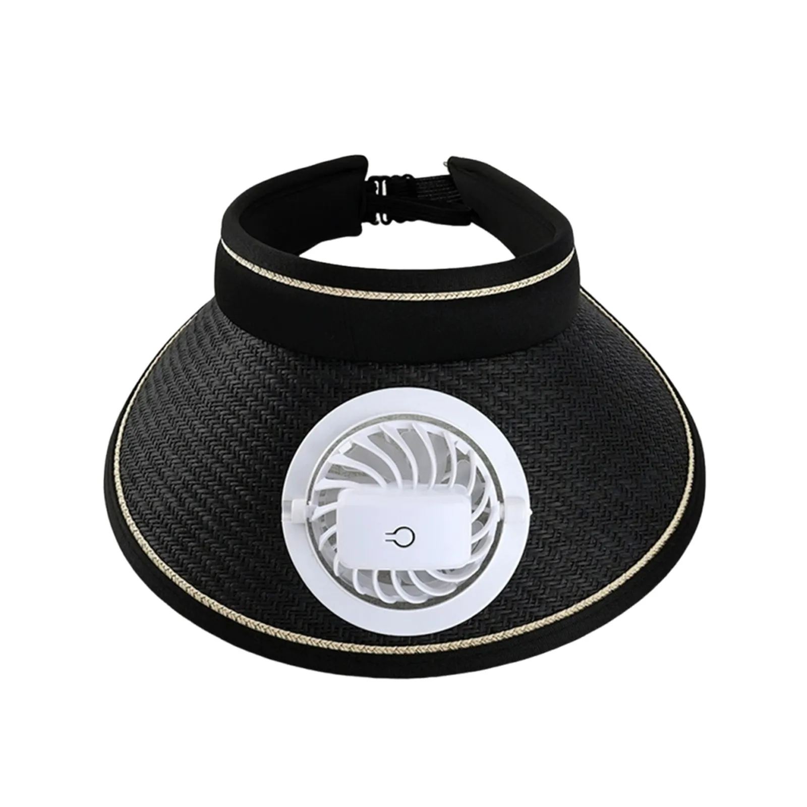 USB Recharge Empty Top Sun Visor Hat Built-in Cooling Fan Wide Brim UPF Sunscreen Cap for Outdoor Fishing Sports Travel Summer