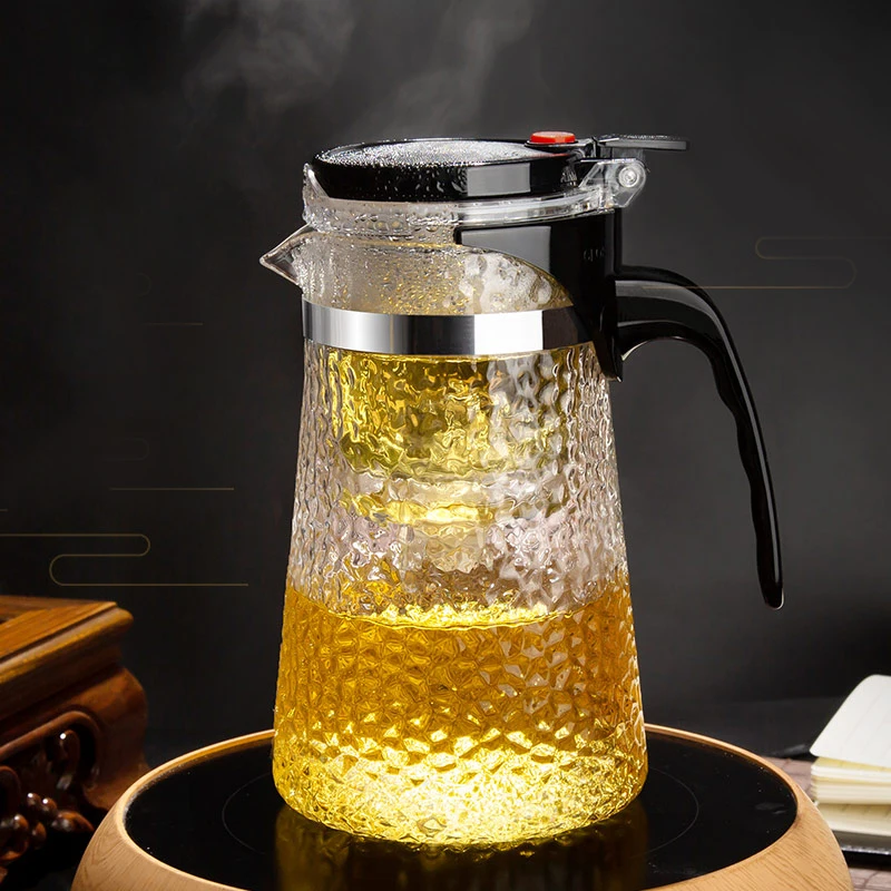 GIANXI Heat-resistant Striated Glass Cup Set Tea Separation Glass Teapot Elegant And Textured Filter Flower Teapot