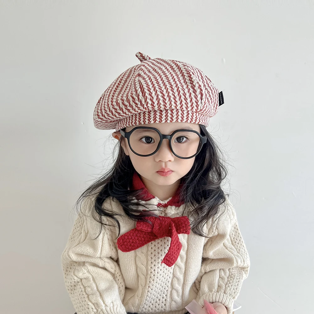 

Children's Beret Spring Autumn Baby Girl Boy Octagonal Painter Hats Korean Beret Hat Winter Warm Trend Caps For Kids 1-4 Years