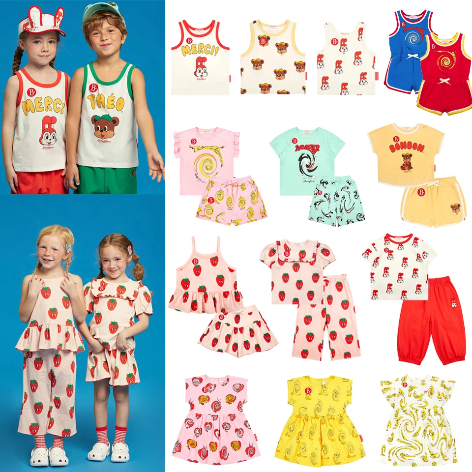 

2024 Bebe Korean Clothes Children Clothes Girls Dress Summer 여름옷 Kids Cartoon T-Shirt Boys Sets 키즈옷 아동상의 Children Clothing Set