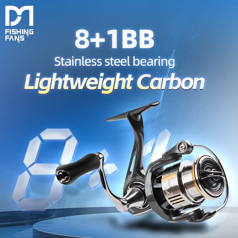 FISHINGFANS 8+1BB CARBON FRAME LICHTGEWICHT Meerwasserbeständig VERSIEGELT 5,2:1 GEAR RATIO SPINNING ANGELROLLE