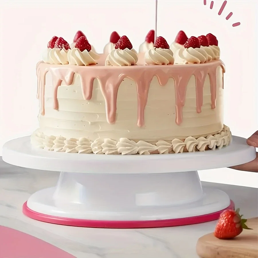 128pcs Pink Cake Decorating Set - Non-Slip Turntable with Piping Tips,Scrapers & Tools for Buttercream,Fondant&More DIY Baking