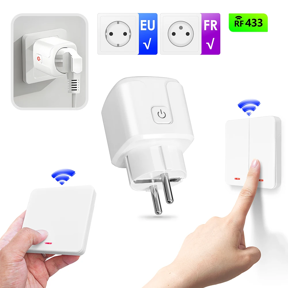 Bezprzewodowy przełącznik zdalnego sterowania gniazdkiem EU FR, wtyczka 230V 220V 16A 86, bezprzewodowy włącznik ścienny, gniazdko elektryczne do urządzeń domowych i lamp. — zdjęcie produktu 7
