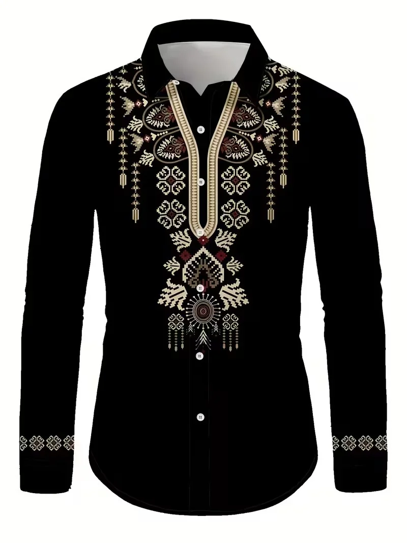 Męska koszula z kołnierzykiem, z długim rękawem, zapinana na guziki, regularny krój, modna męska koszula codzienna.