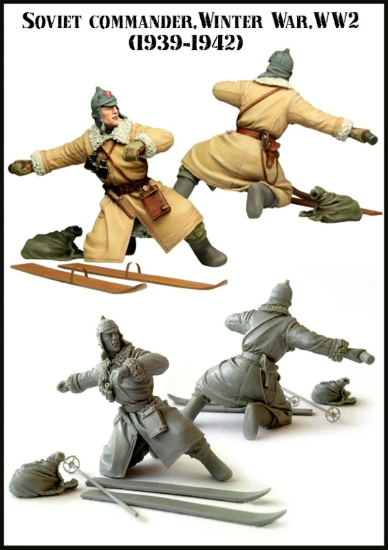 1/35 Scale Diecast Resin Figure Model Kit WWII Winter War Soviet Commander Unassembled and Unpainted