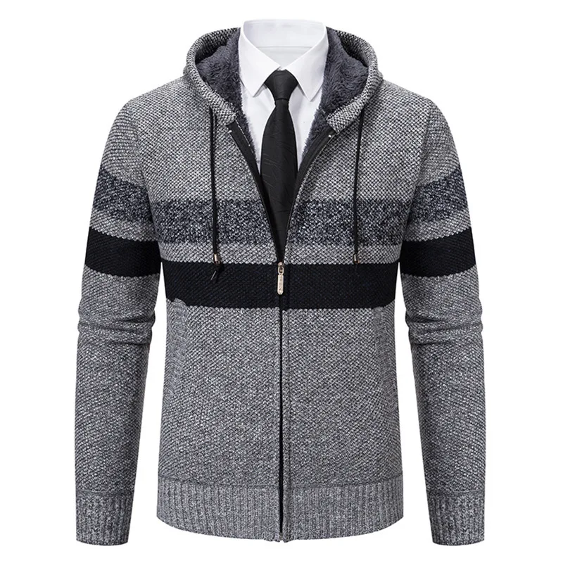 Suéter con capucha para hombre, cárdigan, suéter nuevo con capucha, bloque de Color, cárdigan de talla grande