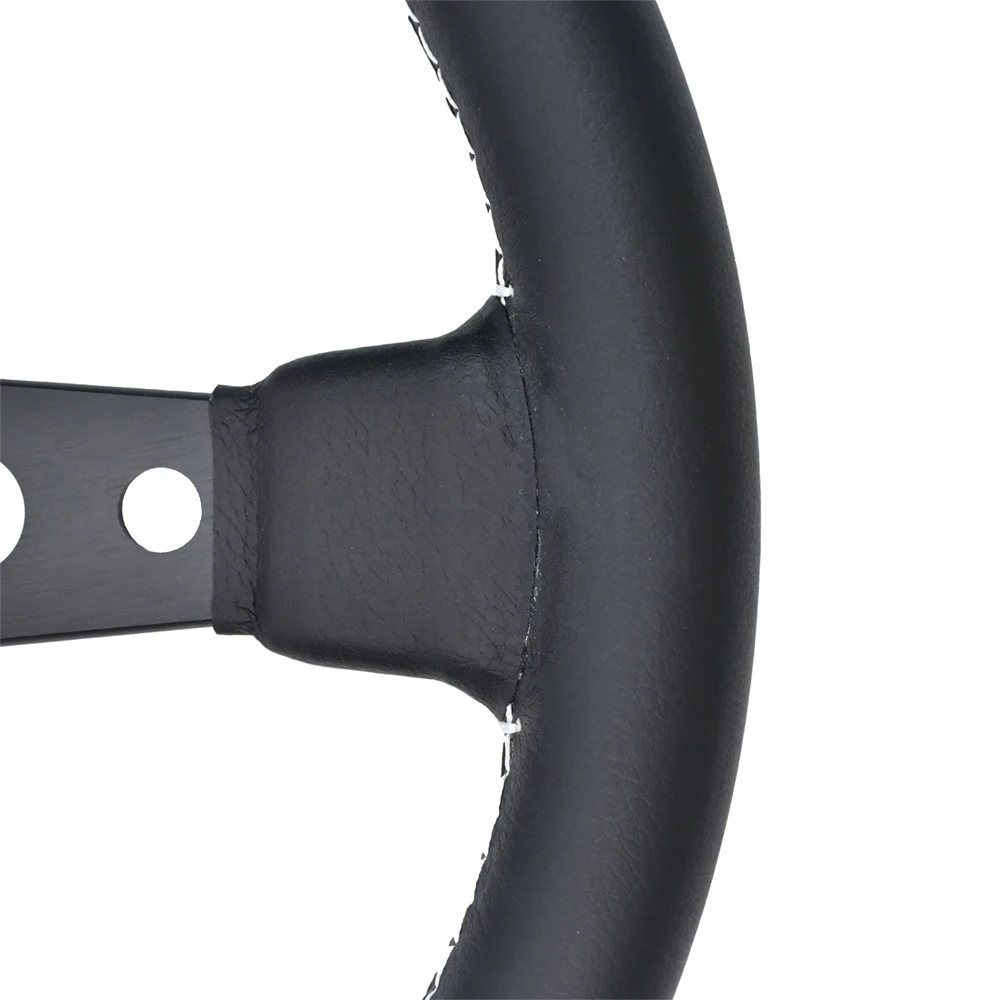 M Brand 320mm Flat Black Racing Steering Wheel 5mm Bracket Leather Drift Simulation Sports Modified Steering Wheel With 6 Holes 6