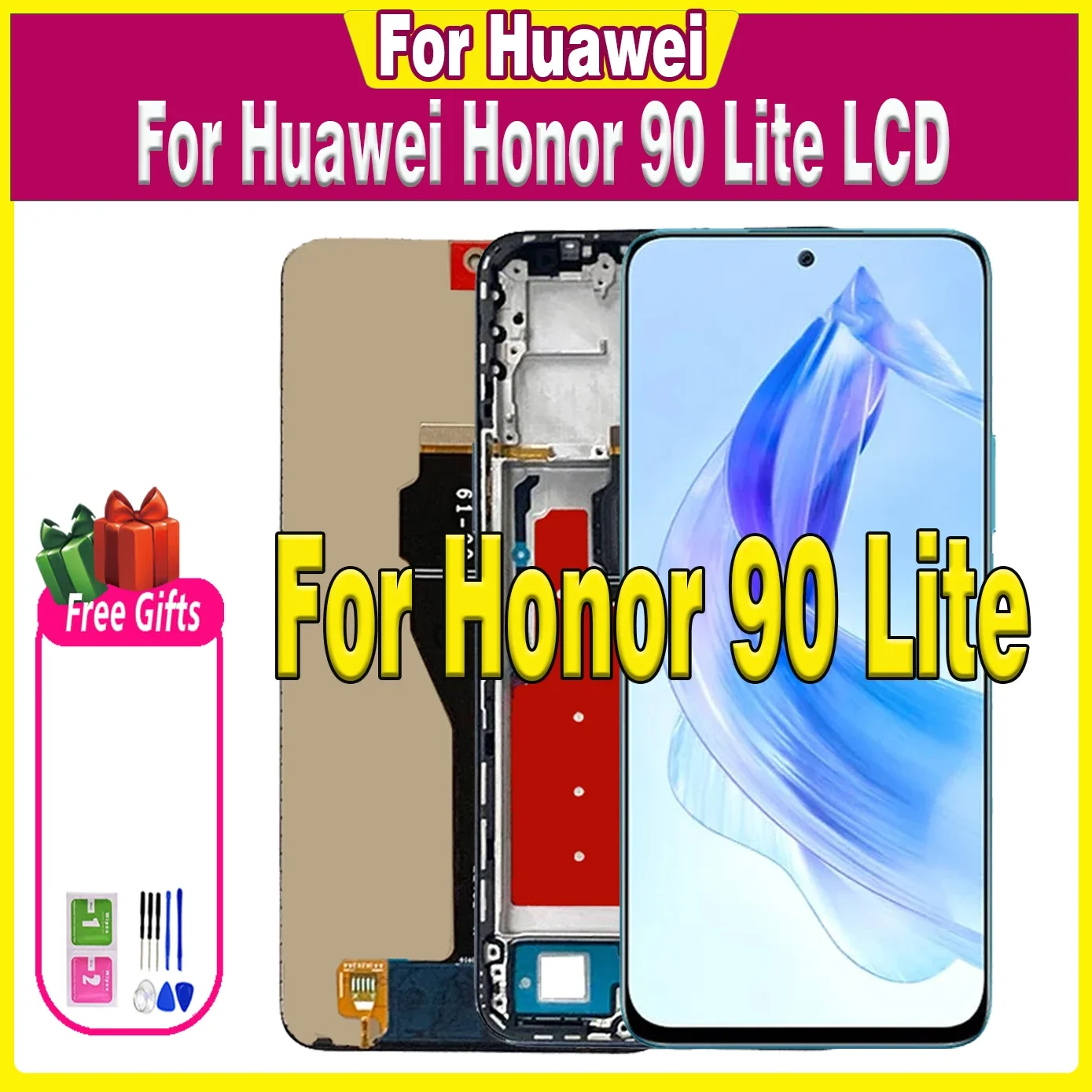 6.7 \'\'LCD dla Huawei Honor 90 Lite wyświetlacz LCD Digitizer z ekranem dotykowym dla Honor90 Lite 90 Lite zestaw ram CRT-NX1 LCD