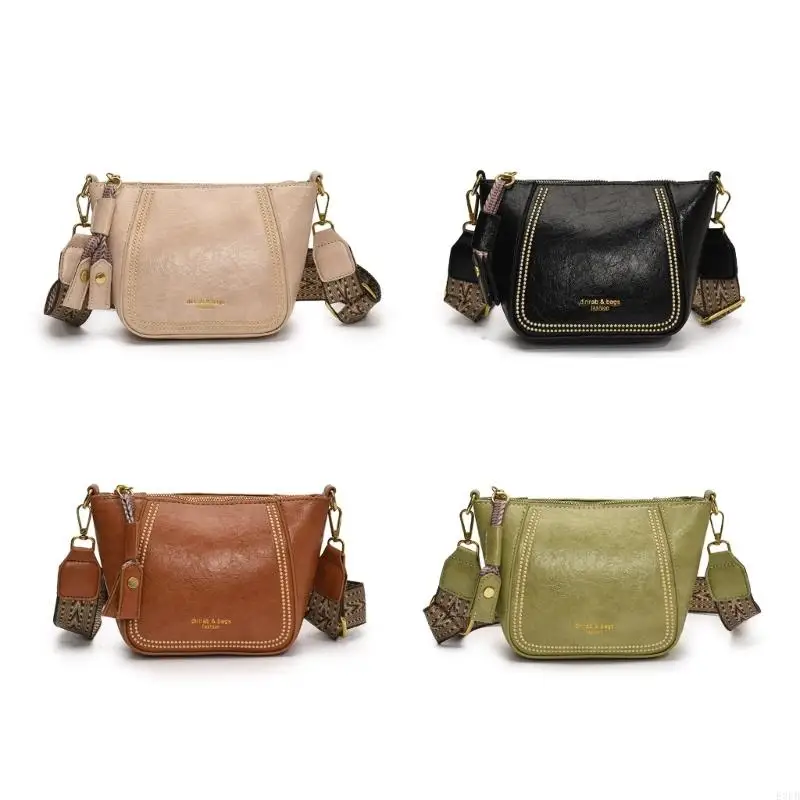 

E8FB Fashionable Shoulder Crossbody Bag for Women PU Leather Bucket Bag with Spacious Interior and Adjustable Strap