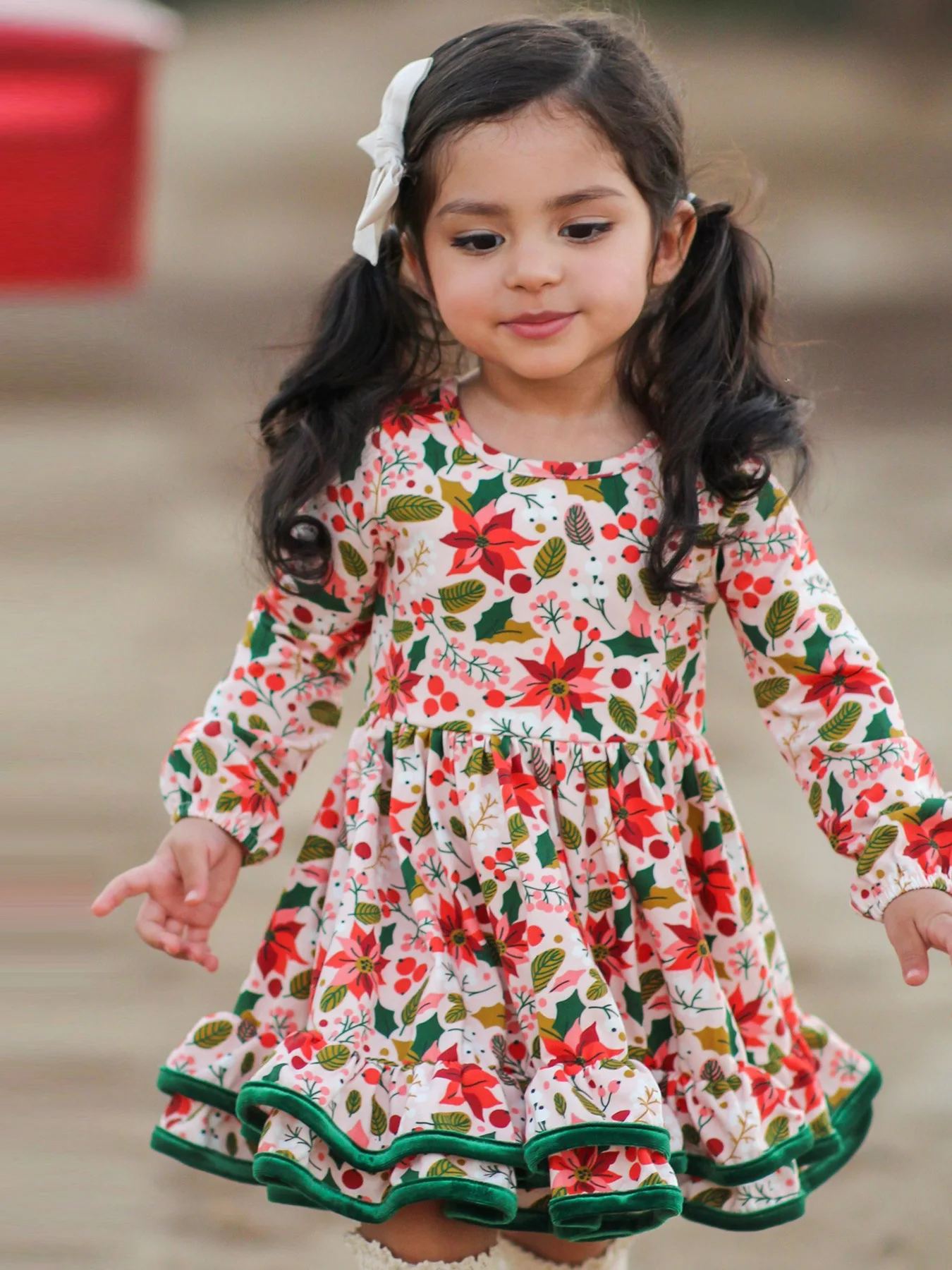 Girls\' Long-sleeved Printed Dress Spring Fall Children\'s Popular Floral Everyday Wear Casual Princess Dress For 3-7 Years Old