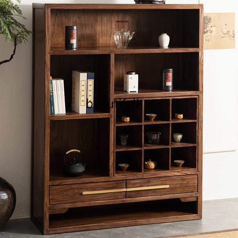 

Bogu shelf solid wood bookcase display cabinet short Duobao Pavilion tea room teapot storage cabinet