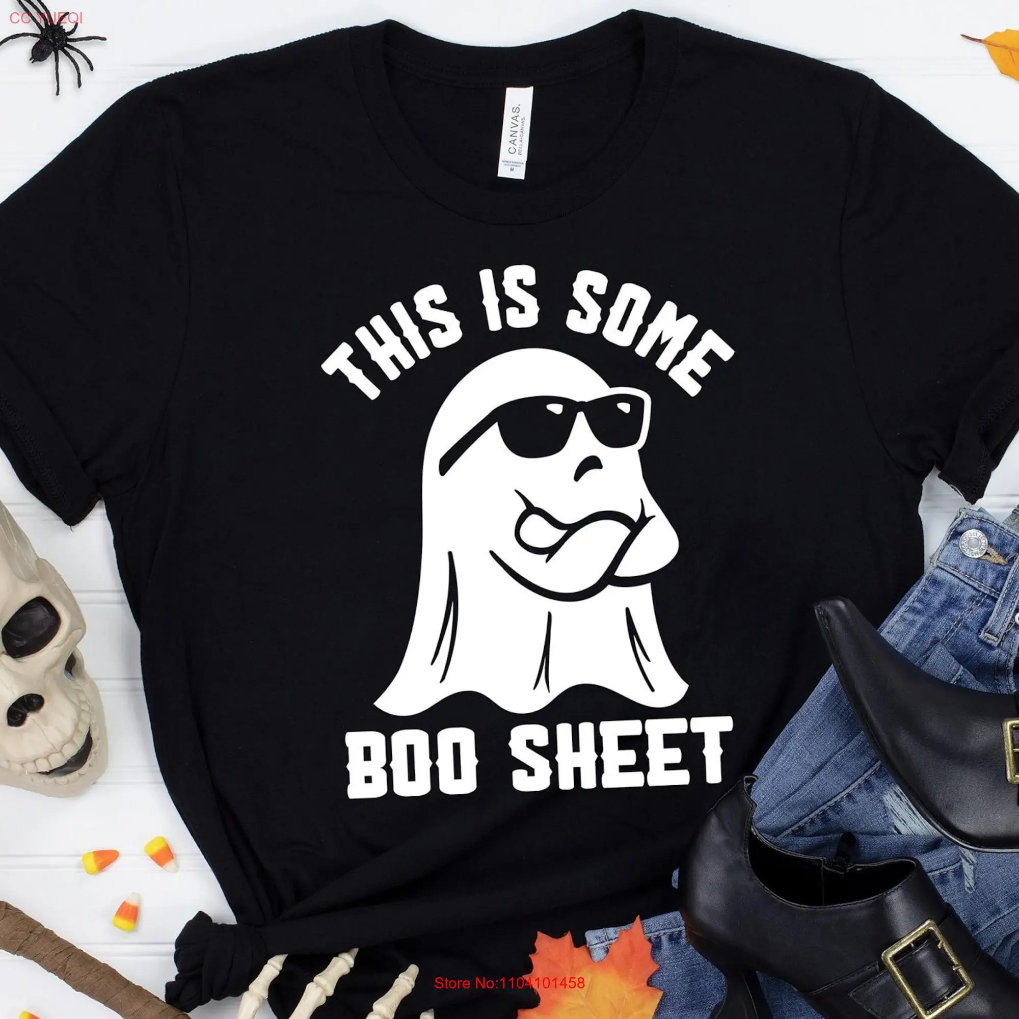 This Is Some Boo SheeT T Shirt Halloween GhosT Crew Funny  long or short sleeves