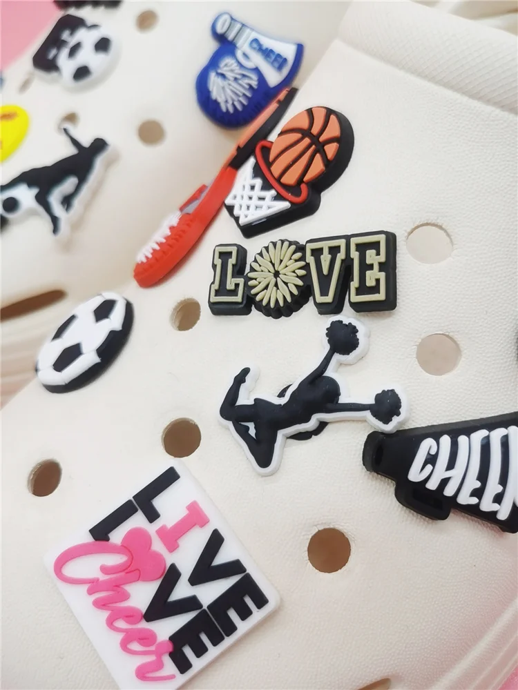 Design Football Sports Shoes Charms Decorations Funny PVC Buckle Accessories Diy Women Clog Shoes Decor Adult Kids Party Gifts