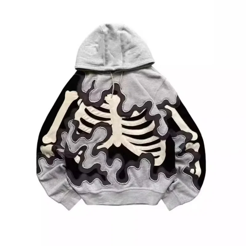 Unisex manga comprida 3D dedo Hoodie, Punk Street Top, Retro escuro, Ins América impresso, mesmo solto personalizado, na moda, Y2K