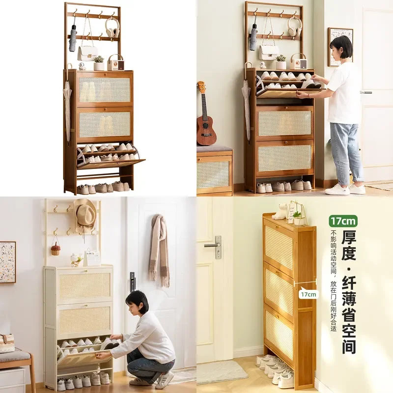 Ultra Thin Shoe Cabinet Slim Entryway Storage Rack Multi Layer Shelf for Small Dorm Rental Home Space Saving Organizer