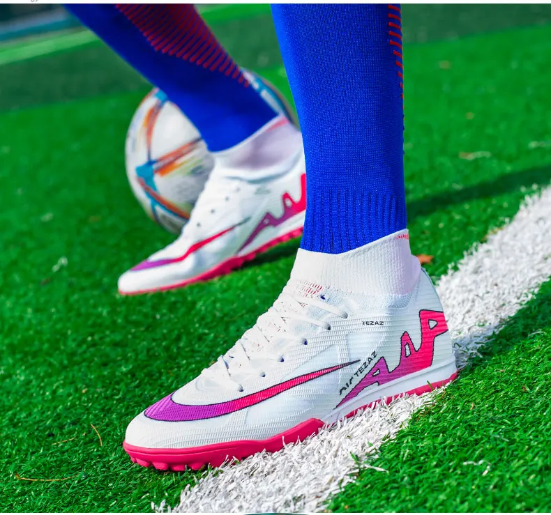 Zapatos de fútbol para hombres y mujeres, botas de fútbol TF/FG, tacos antideslizantes, zapatillas de entrenamiento de hierba, calzado deportivo transpirable para adolescentes al aire libre