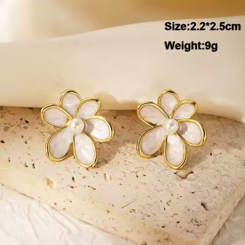 Pure White Women's Dangle Earrings Blooming Flower Acrylic Enamel Butterfly Imitation Pearl Heart Hanging Earrings Elegant brinc - Image 25
