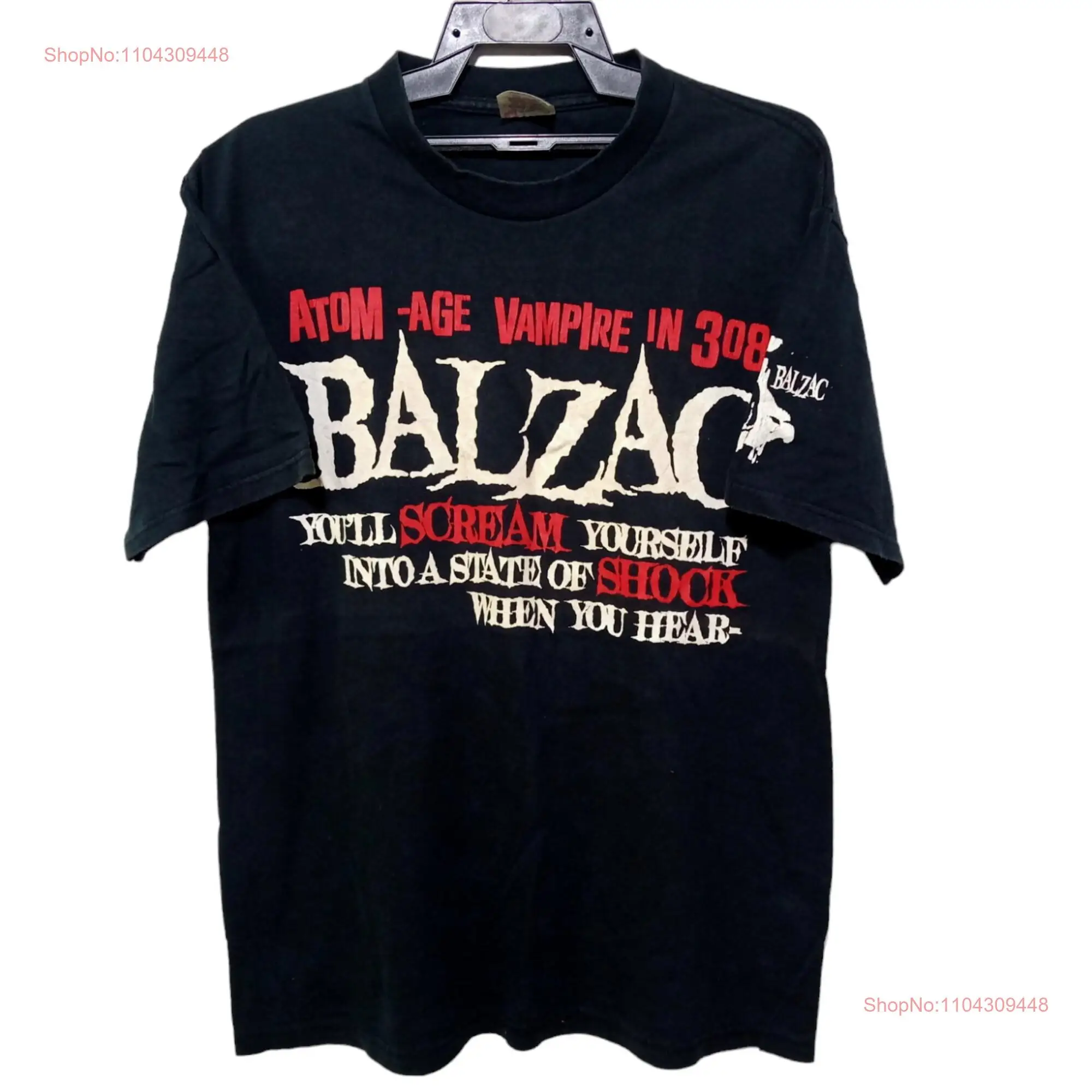 Vintage 90's Balzac Japanese Rock Black Large T Shirt Band Genre Alternative Indie Hip Hop Pop Rapper Size L