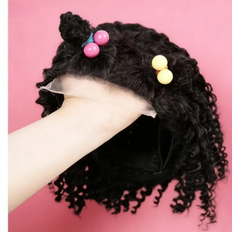 

Premium Children's Kinky Curly Wig 4x4 Lace Front 100% Human Hair Natural Color for Kids Daily Use Cosplay Brazilian Virgin Remy