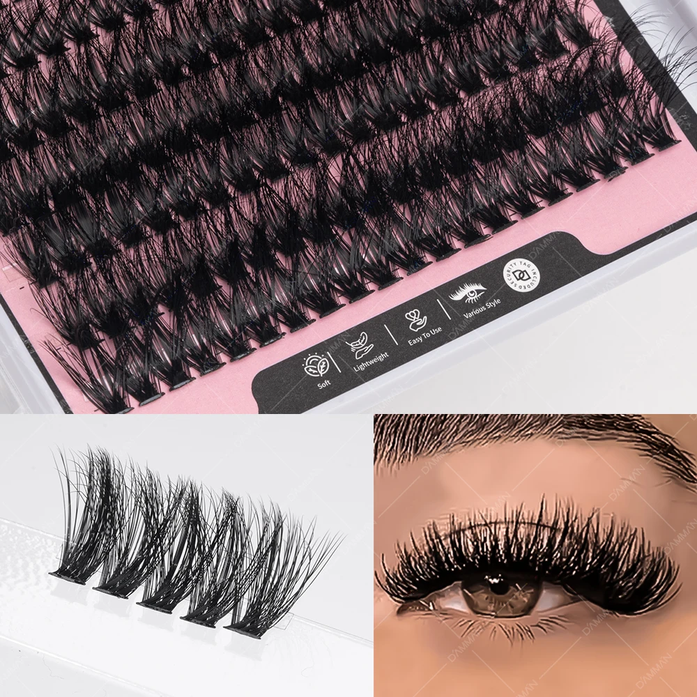 1 ชิ้น DIY 60D DAMMAN Lashes ชุด Bond และซีลแหนบแต่ละกลุ่ม Lash Extension ขนตานุ่มธรรมชาติอุปกรณ์