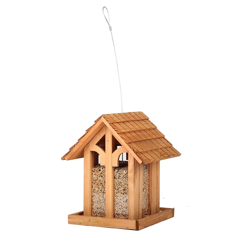 

Wooden Bird Feeder Outdoor Hanging Cedar Wood Wild Bird Feeder Easy to Clean & Fill
