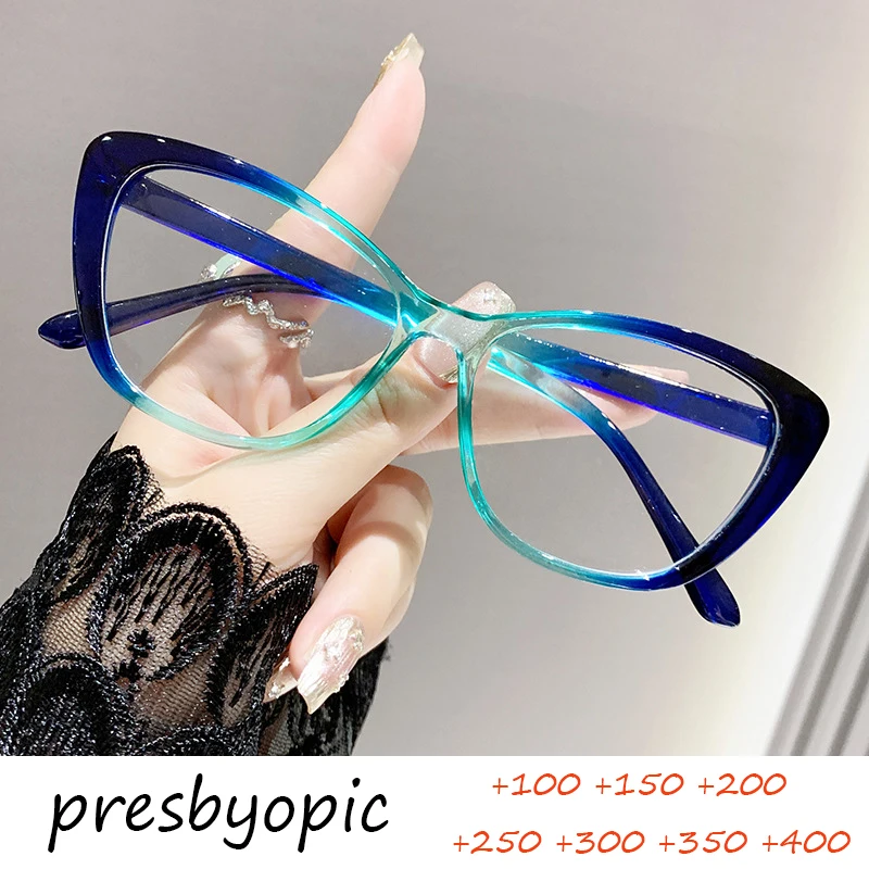 

2025 High-End Fashion Anti-Blue Light Cat Eye Elderly Single Vision Reading Glasses