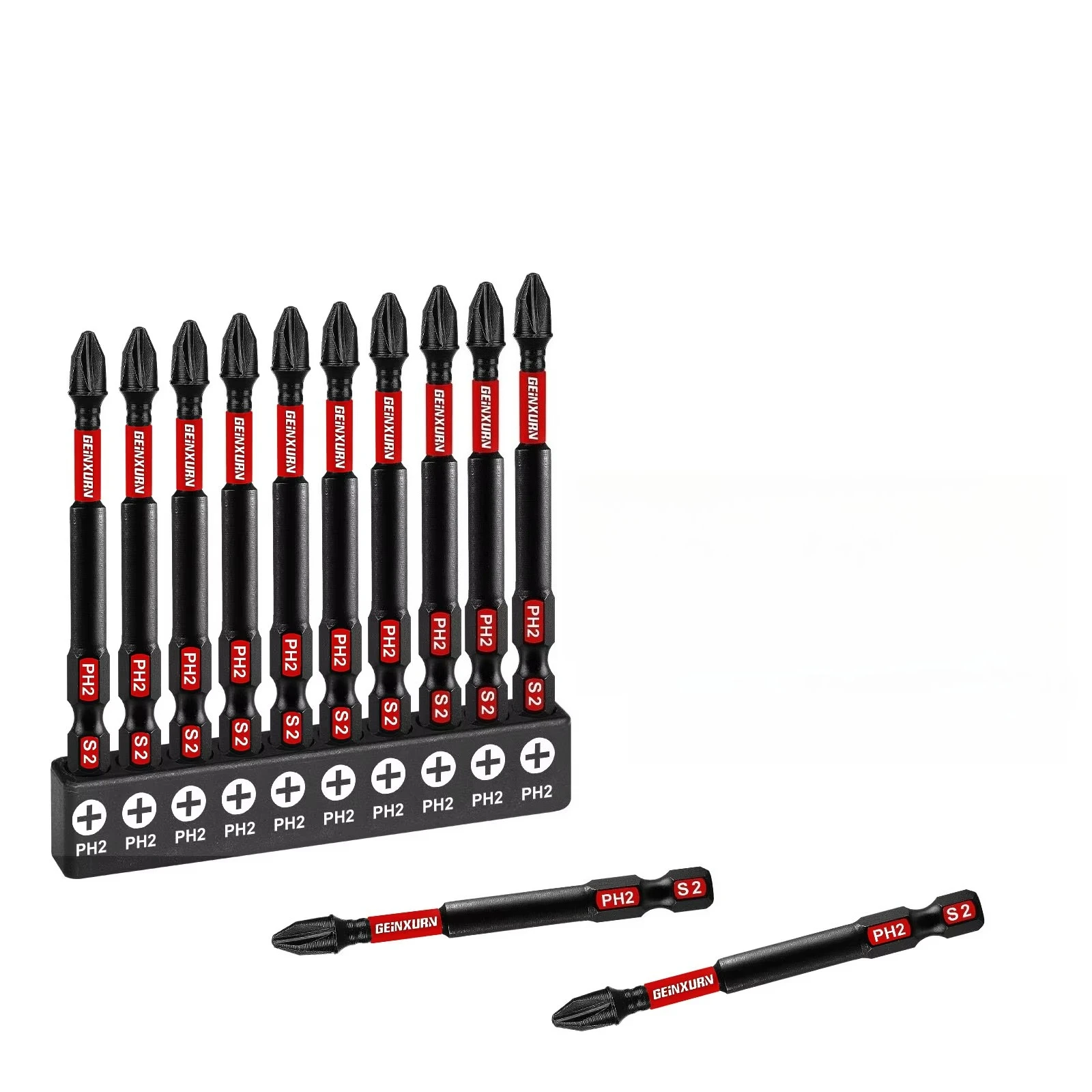 US Warehouse Stock Set 10 PH2 75mm 3Inches High-Torque S2 Steel Torx Screwdriver Bits for Construction Furniture DIY OEM