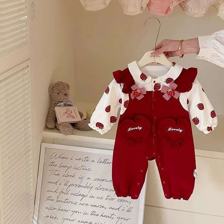 Baby Clothing New Spring Fall Newborn Baby Kids 1 Month Onesie Outdoor Romper 2026 Autumn Wear Small Kids