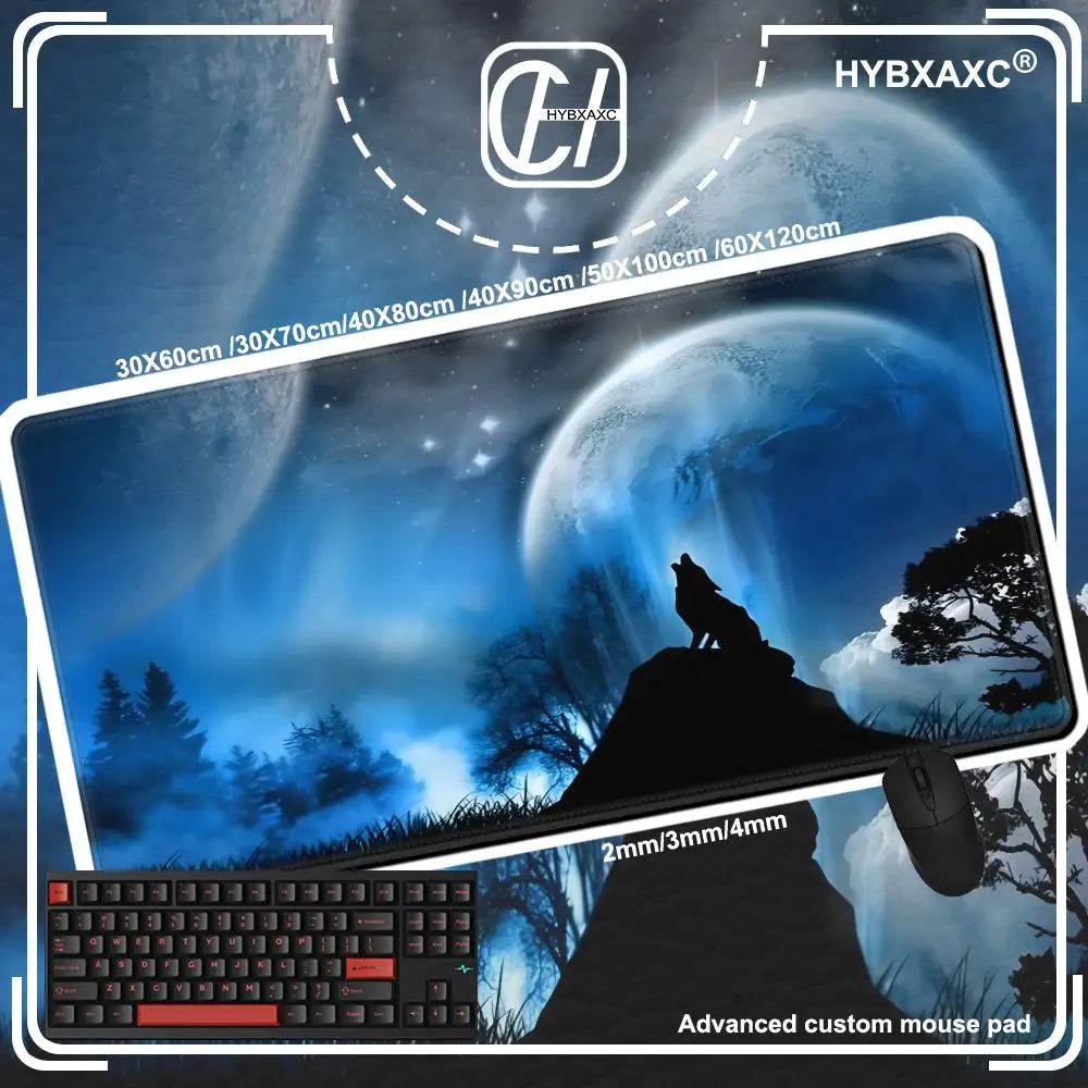 

Коврик для мыши Cute Wolf HD Настольный коврик Moon Extended Коврики для игровой клавиатуры Большой 90x40 см XXL Snow Gamer Коврик для мыши